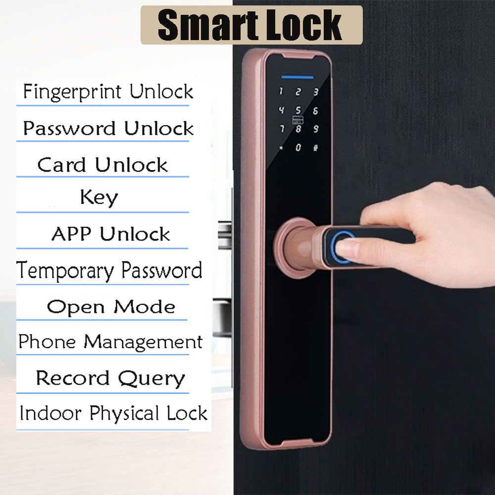 Tuya Home WIFI Smart Door Lock Biometric Fingerprint Smart Card Password Key USB V201-LOCK291GD8AU