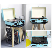Blue Retro Briefcase Vinyl Record Player Suitcase 3 Speed Turntable Stereo Christmas V201-LPU0001BU8AU