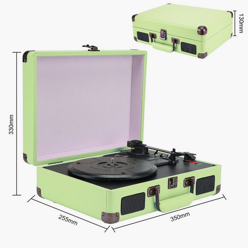 Record Player Vinyl Turntable Bluetooth Speakers Retro Briefcase USB (Turquoise) V201-LPU0001GR8AU