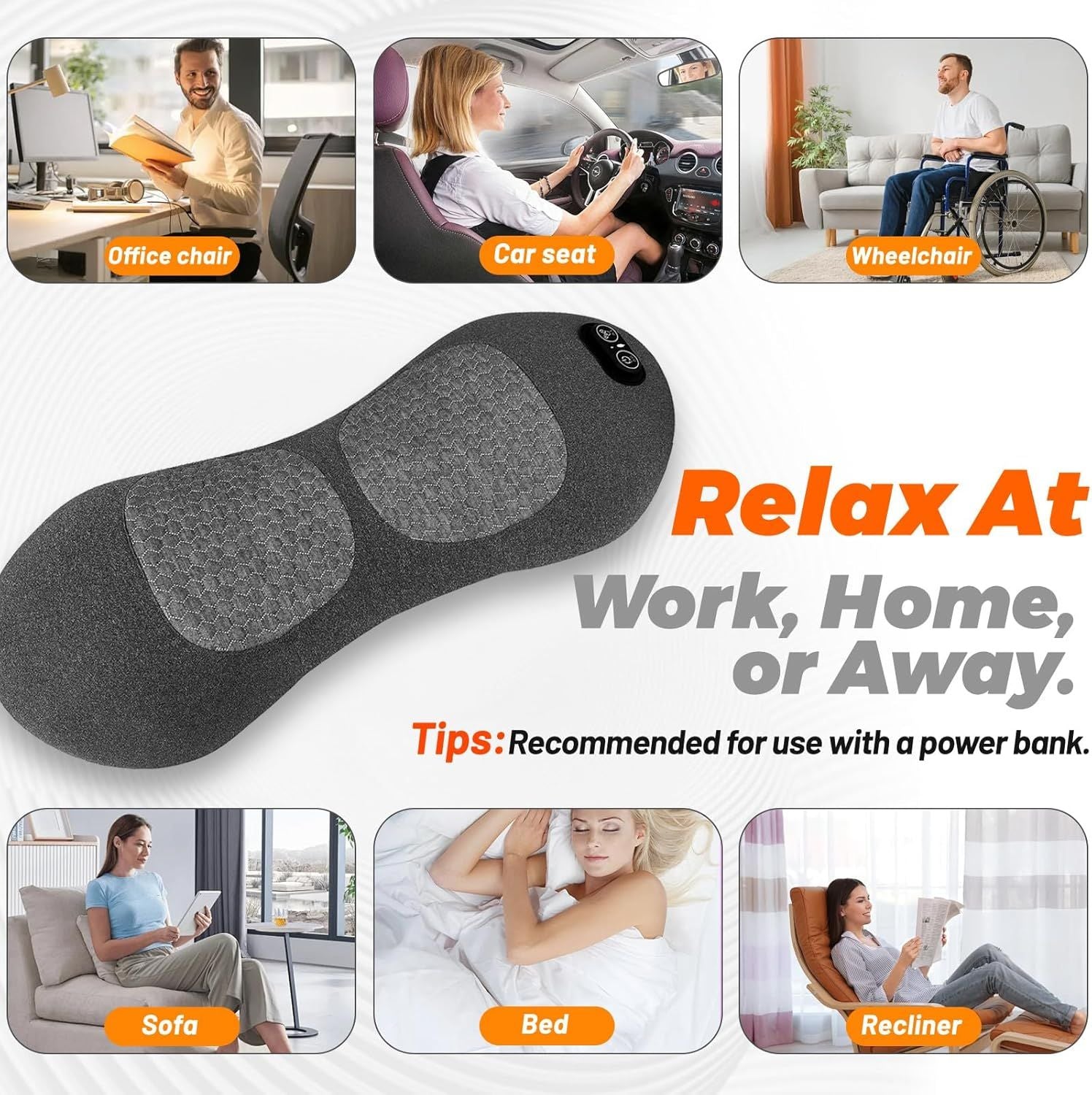 Electric Back Massager Triple Fusion Back Massager Traction Lifting & Heat AU V201-MAS0433GY8AU