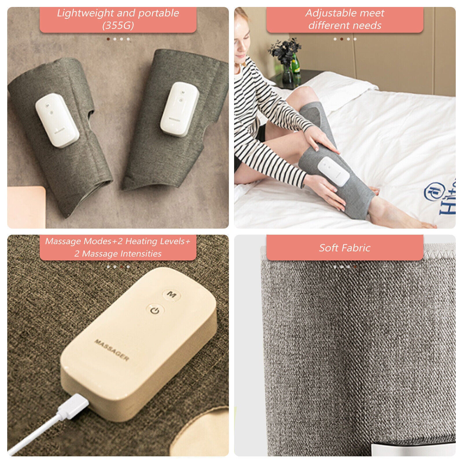 Leg Massager Heated Air Compression Foot Massage Calf Circulation Muscles Relax V201-MAS0710WH8AU