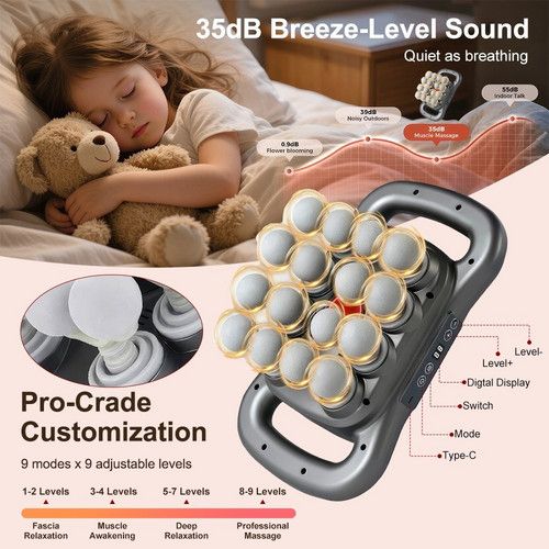 16 Heads Fascia Massage Gun Muscle Relax for Legs,Back,Waist,Hips Massage AU V201-MAS0916BL8AU