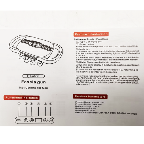 24 Heads Fascia Massage Gun Muscle Relax for Legs,Back,Waist,Hips Massage AU V201-MAS0924BL8AU