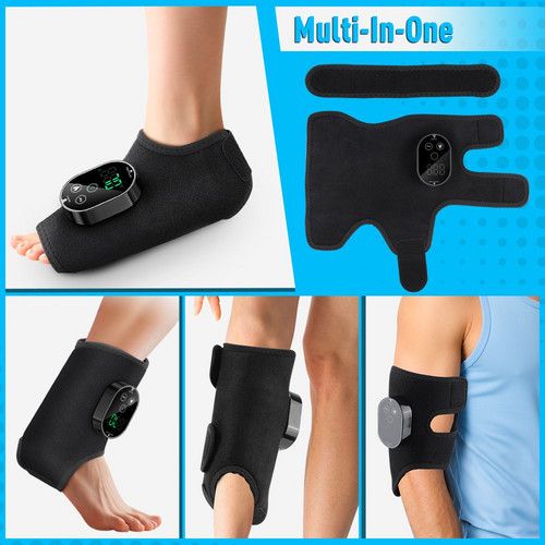 Black Cordless Ankle Heating Pad, Foot and Ankle Massager with Heat Foot Renew Triple V201-MAS3063BL8AU
