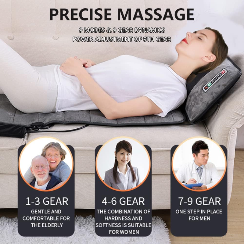10 Vibrating Motors Massage Mat Full Body Heated Mattress Pillow Pain Relief AU V201-MAS6010GY8AU