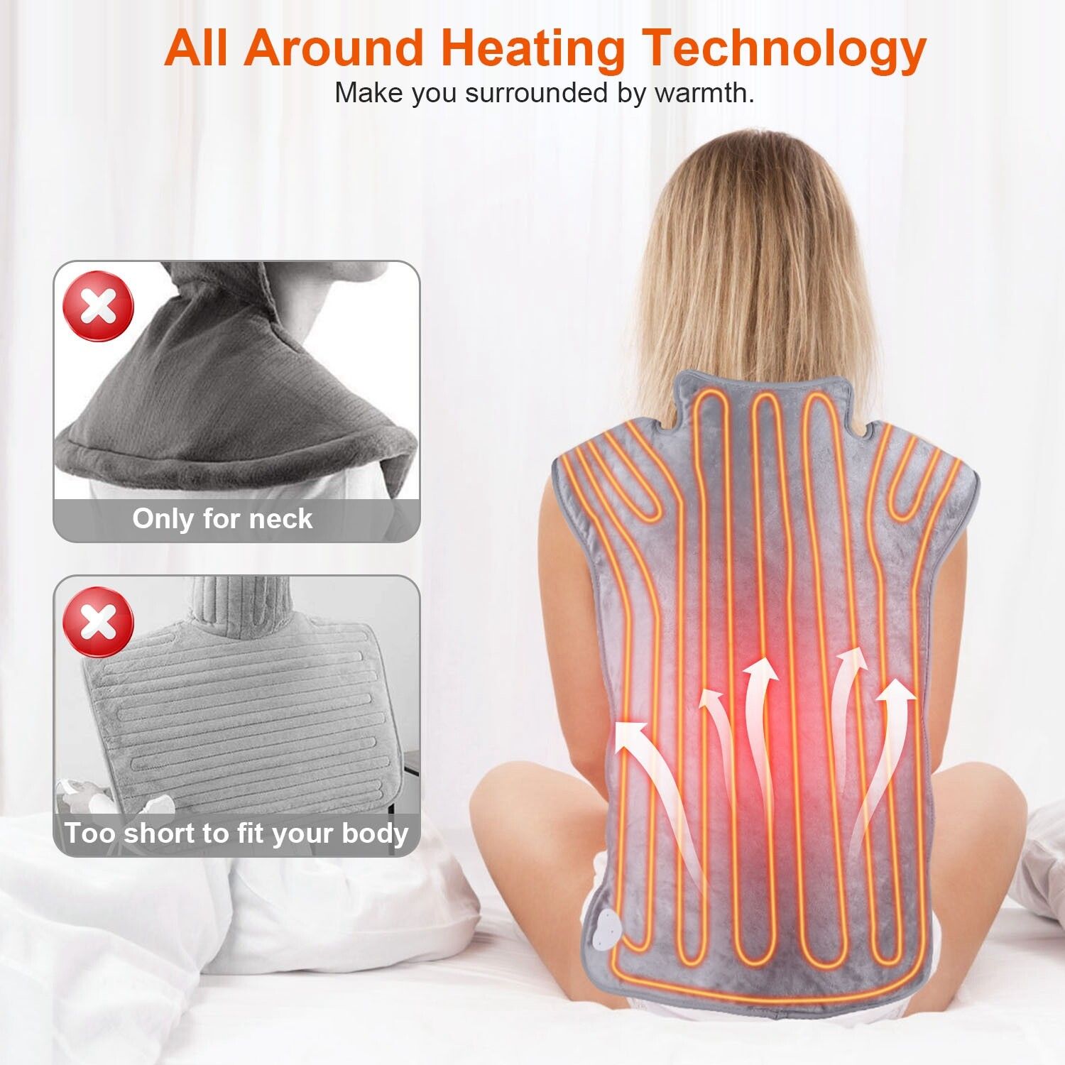 Portable Electric Heating Pad Wrap Heated Neck Shoulder Back Warm Pain Relief V201-MAS6090GY8AU