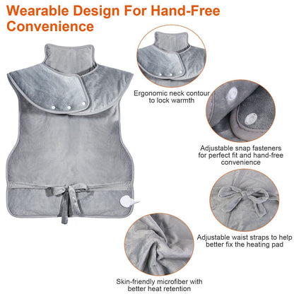 Portable Electric Heating Pad Wrap Heated Neck Shoulder Back Warm Pain Relief V201-MAS6090GY8AU
