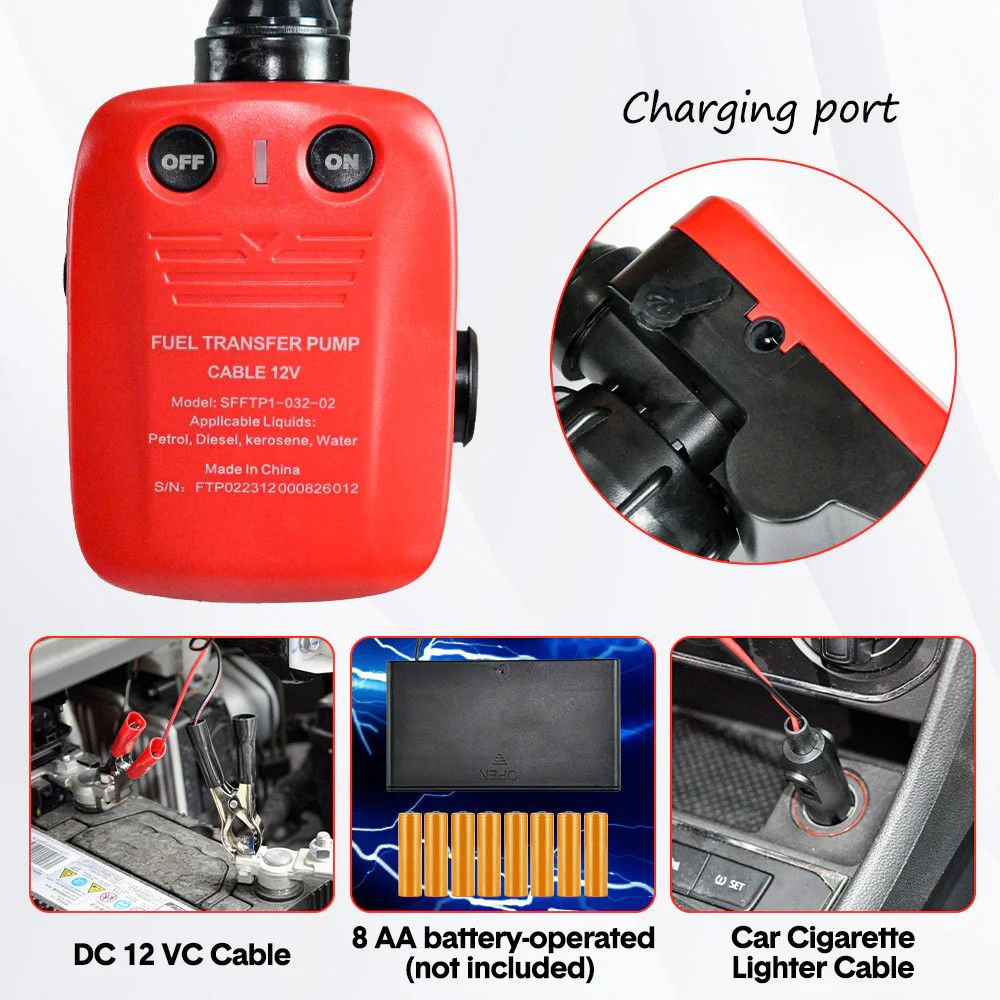 12V Portable Electric Oil Pump Handheld Diesel Pump Oil Fuel Water Transfer AU V201-OPUMP0012BL8AU