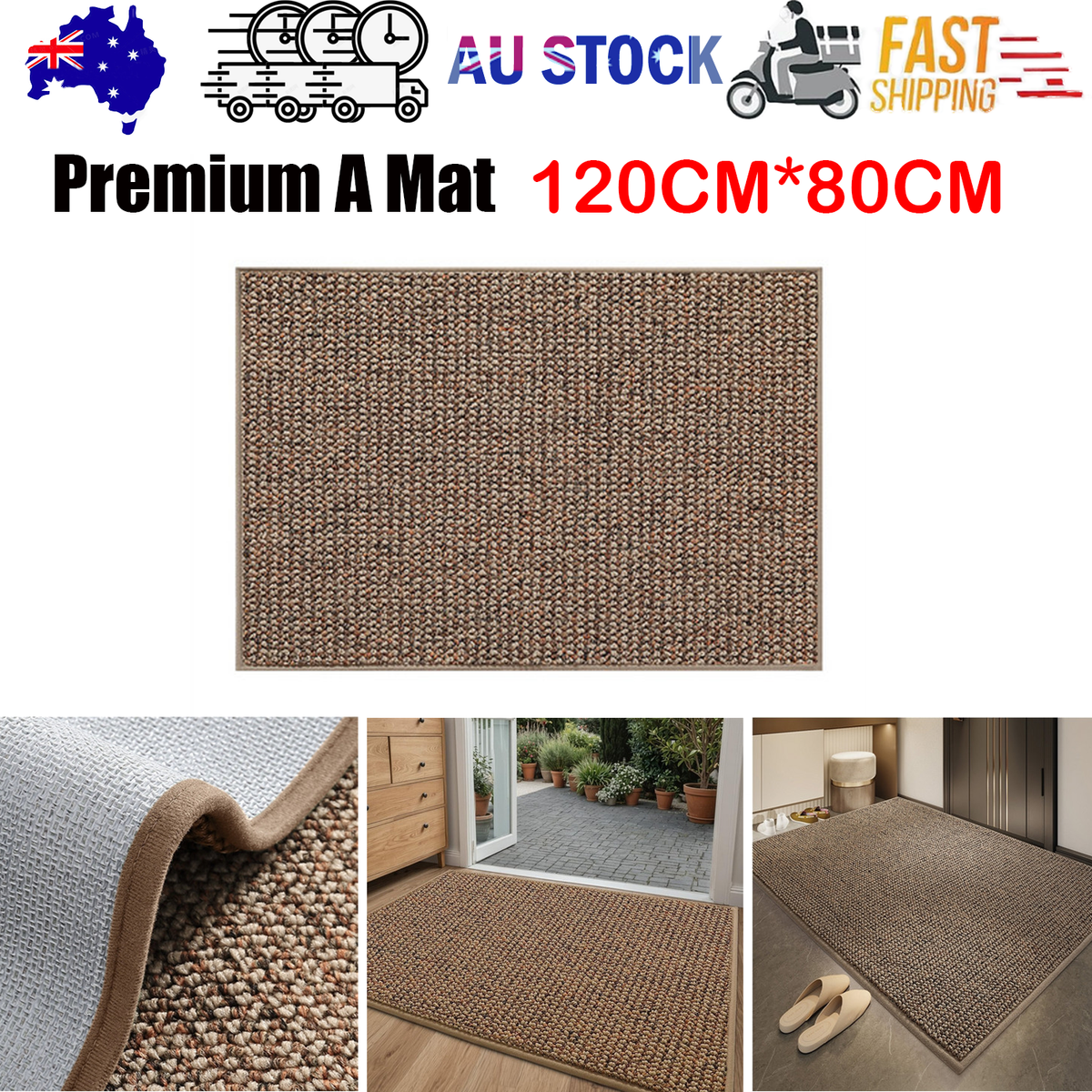Premium Entrance Door Carpet 120x80cm Sole Cleaning Mats Sand and Dust Removal Washable V201-PADA1280BW8AU