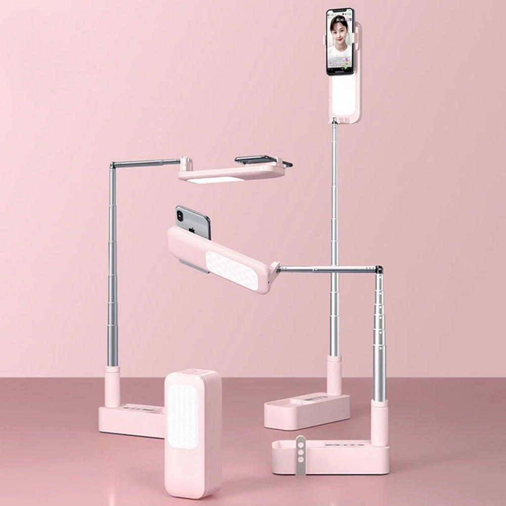 LED Portable Phone Holder Stand Wireless Remote Dimmable Selfie Fill Light Lamp Pink V201-PM001PI-AU