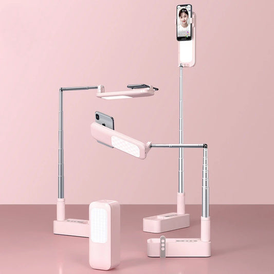 LED Portable Phone Holder Stand Wireless Remote Dimmable Selfie Fill Light Lamp Pink V201-PM001PI-AU