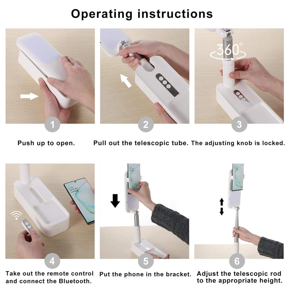 LED Portable Phone Holder Stand Wireless Remote Dimmable Selfie Fill Light Lamp Pink V201-PM001PI-AU