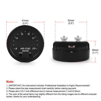 For Wideband Gauge X-Series 30-0300 AFR O2 UEGO Air Fuel Ratio Gauge 2-1/16" AU V201-PRCIAEM-0300-BLKC-AU