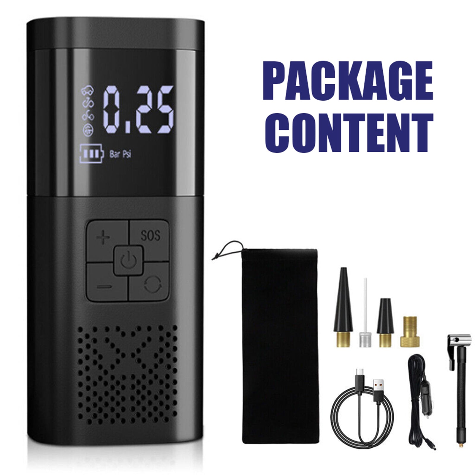 12V Cordless Car Tire Air Inflator Electric Pump Portable Tyre USB Rechargeable V201-PUMP888BL8AU