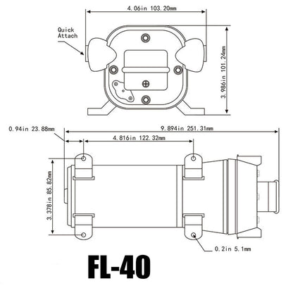 12V Water Pump FL-40 High Pressure 17/10LPM For Caravan Boat Camp Washdown V201-PUMPFL0040AU