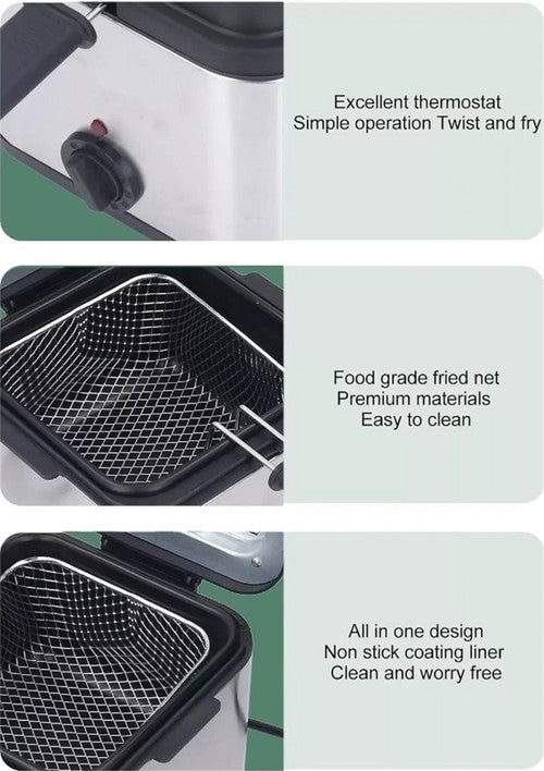 Electric Deep Fryer 2.5L French Frie Machine Oil Hot Pot Fried Chicken Grill V201-QHGMMOREONE001