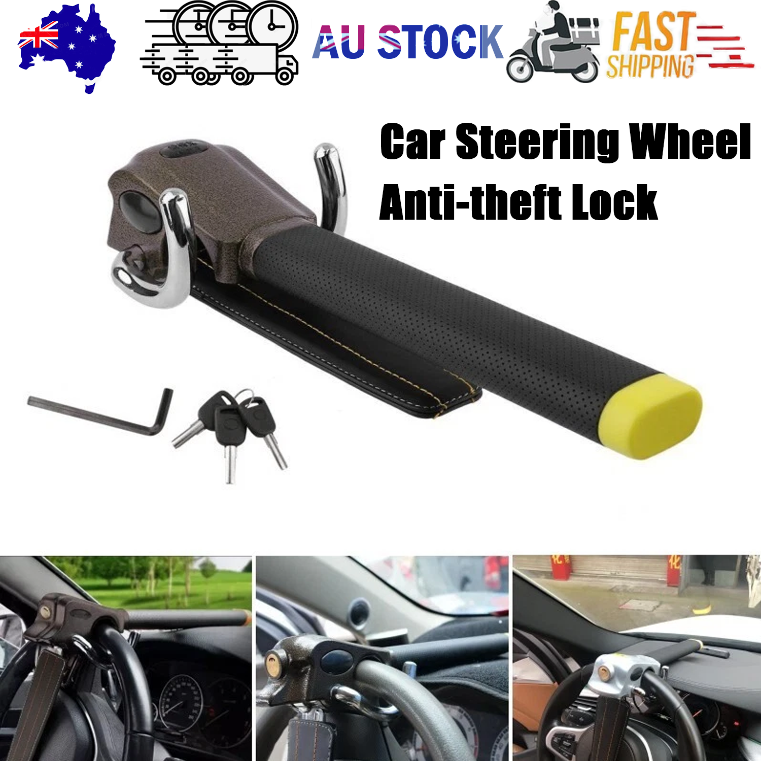 Car Steering Wheel Anti-theft Lock Foldable Anti-theft Security Car T-Lock V201-QHGMMOREONE004