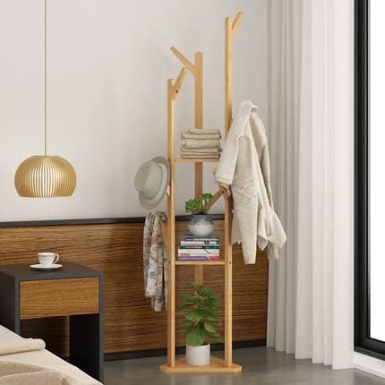 Clothes Garment Coat Rack Stand Bamboo Hanger Bag Hat Hook Holder Tree Shelf AU V201-QHGMMOREONE012