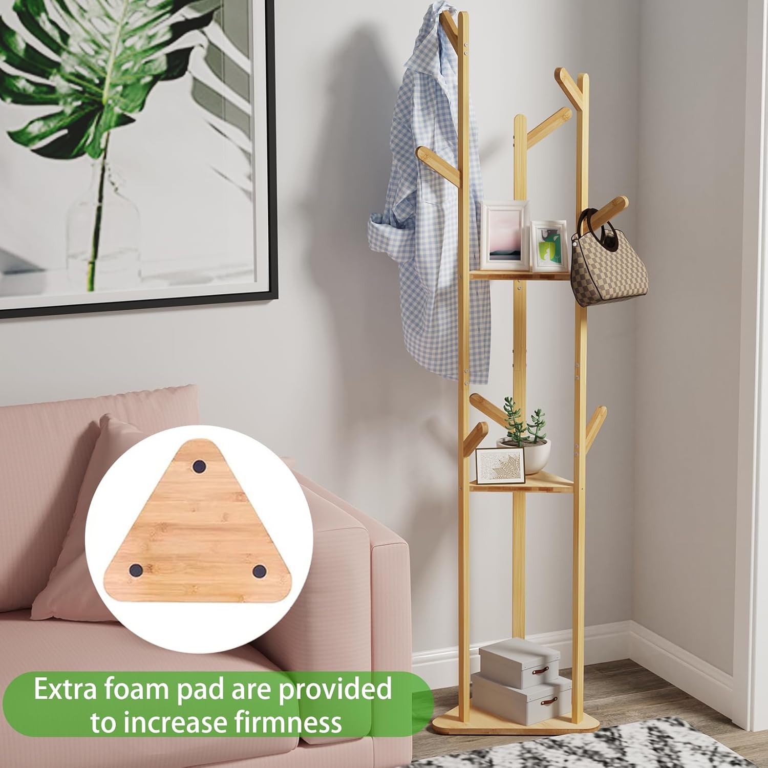 Clothes Garment Coat Rack Stand Bamboo Hanger Bag Hat Hook Holder Tree Shelf AU V201-QHGMMOREONE012