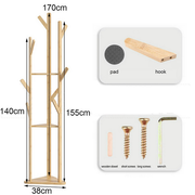 Clothes Garment Coat Rack Stand Bamboo Hanger Bag Hat Hook Holder Tree Shelf AU V201-QHGMMOREONE012
