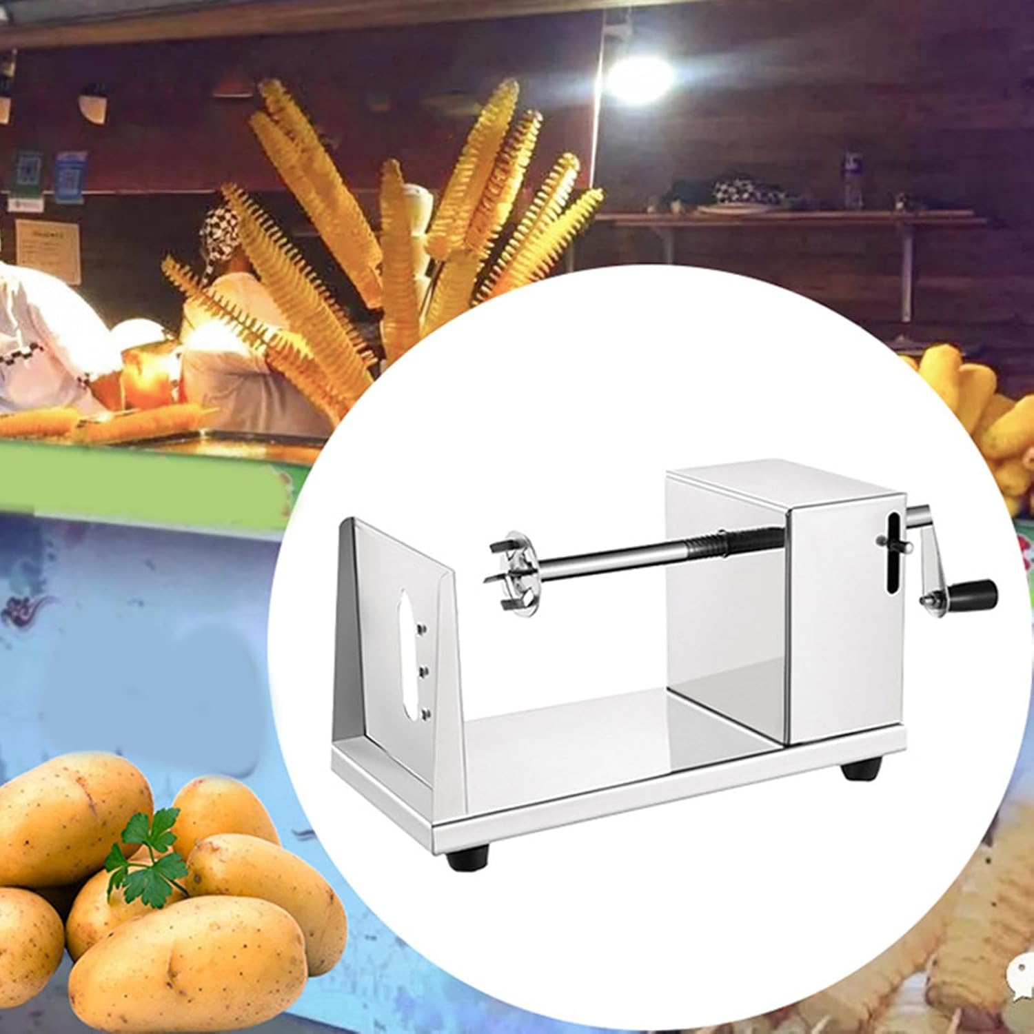 Potato Twister Tornado Slicer Cutter Stainless Steel Vegetable Spiral Machine V201-QHGMMOREONE013