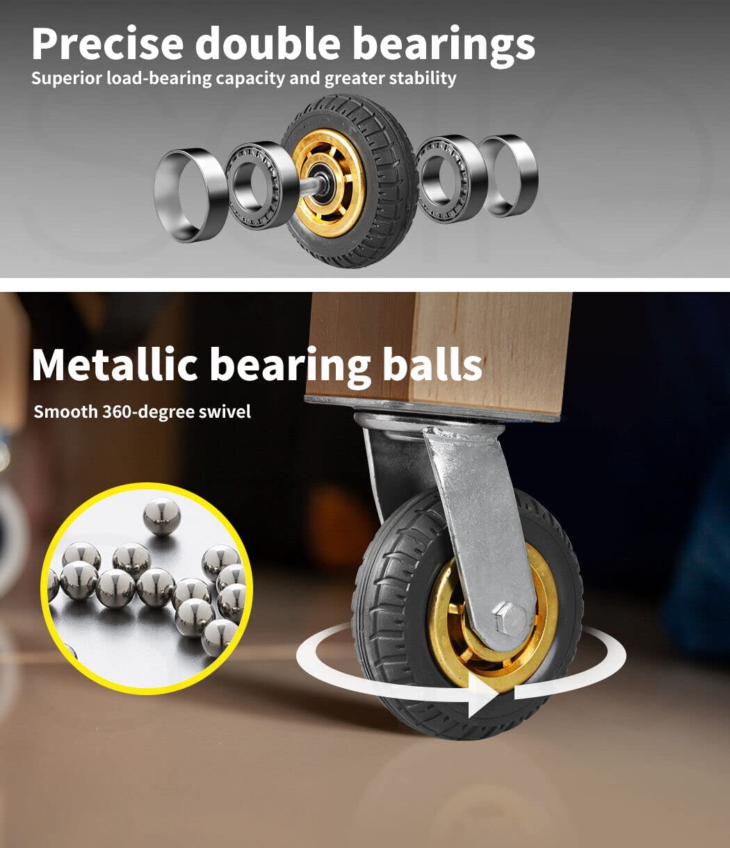 4X 6" / 150mm Heavy Duty Swivel Caster Wheels Castor 1000KG Load,2 with Brakes V201-QHGMMOREONE014
