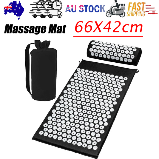 Black Massage Acupressure Mat Yoga Sit Lying Mats Pain Stress Soreness Relax AU NEW V201-QHGMMOREONE019