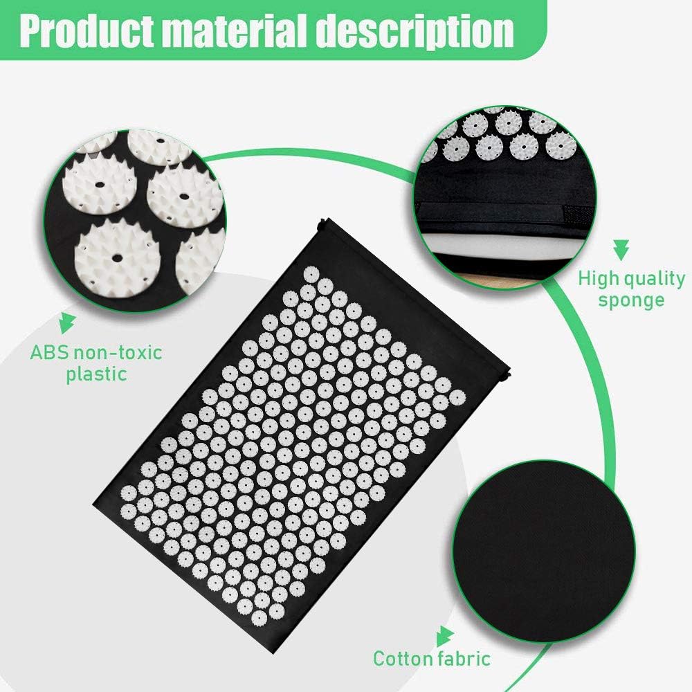 Black Massage Acupressure Mat Yoga Sit Lying Mats Pain Stress Soreness Relax AU NEW V201-QHGMMOREONE019