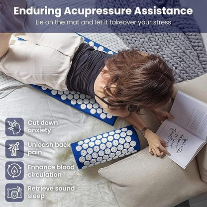 Blue Massage Acupressure Mat Yoga Sit Lying Mats Pain Stress Soreness Relax AU NEW V201-QHGMMOREONE020
