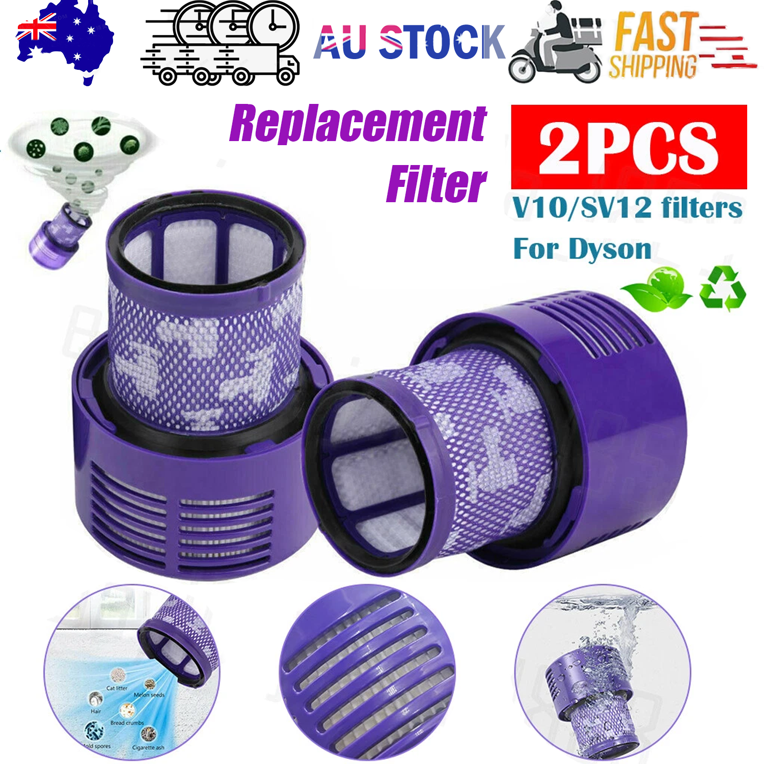 Replacement Filter for Dyson V10 Absolute, V10 Animal, SV12 Detect Vacuum Hepa V201-QHGMMOREONE022