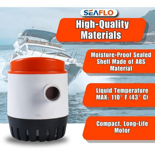 SEAFLO 12V 1100GPH Automatic Bilge Pump Marine Boat Auto Submersible Pump V201-QHGMMOREONE026