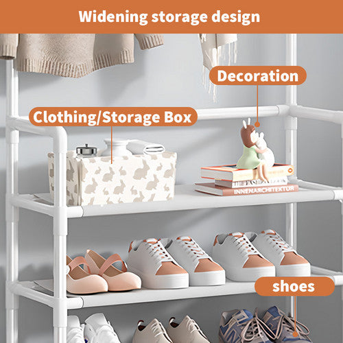 Shoe Rack Storage Cabinet Coat Hat Stand Metal Shelves 12 Pairs White 60CM V201-QHGMMOREONE027