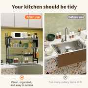 85CM Over The Sink Dish Drying Rack Carbon Steel Space Saving Above for Kitchen V201-QHGMMOREONE029