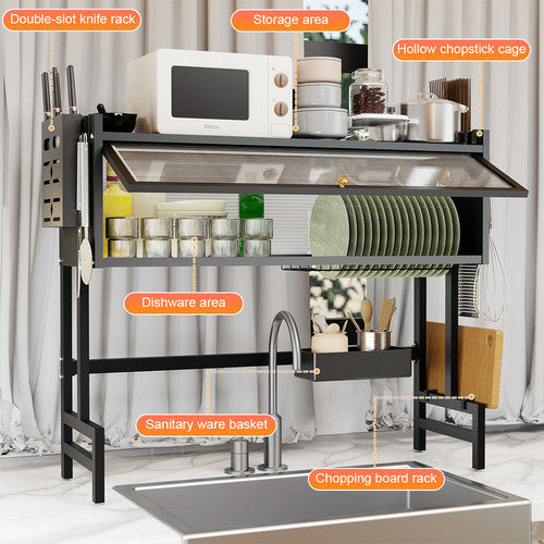 85CM Over The Sink Dish Drying Rack Carbon Steel Space Saving Above for Kitchen V201-QHGMMOREONE029
