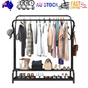 Black Heavy Duty Metal Double Clothes Rail Rack Garment Hanging Shoe Storage Shelf AU V201-QHGMMOREONE031