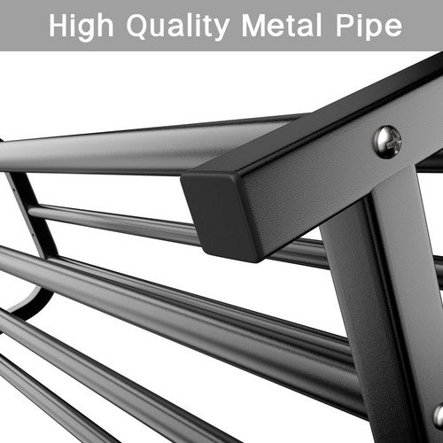 Black Heavy Duty Metal Double Clothes Rail Rack Garment Hanging Shoe Storage Shelf AU V201-QHGMMOREONE031