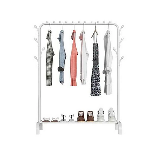 White Heavy Duty Clothes Rail Rack Hanging Garment Display Stand Shoe Storage Shelf V201-QHGMMOREONE032