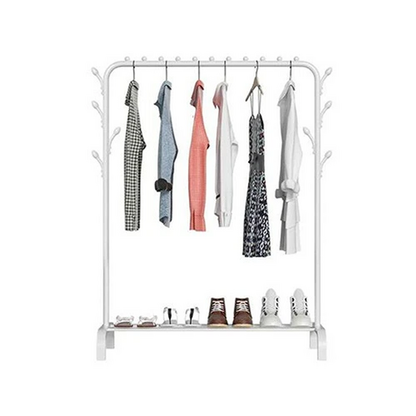 White Heavy Duty Clothes Rail Rack Hanging Garment Display Stand Shoe Storage Shelf V201-QHGMMOREONE032