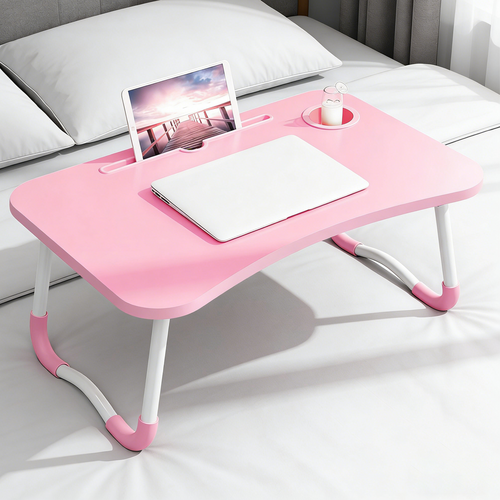 PINK Laptop Stand Table Foldable Desk Computer Study Bed Adjustable Cup Slot Tray V201-QHGMMOREONE034