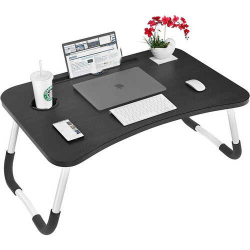 Black Laptop Stand Table Foldable Desk Computer Study Bed Adjustable Cup Slot Tray V201-QHGMMOREONE035