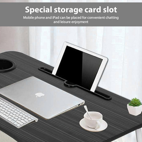 Black Laptop Stand Table Foldable Desk Computer Study Bed Adjustable Cup Slot Tray V201-QHGMMOREONE035