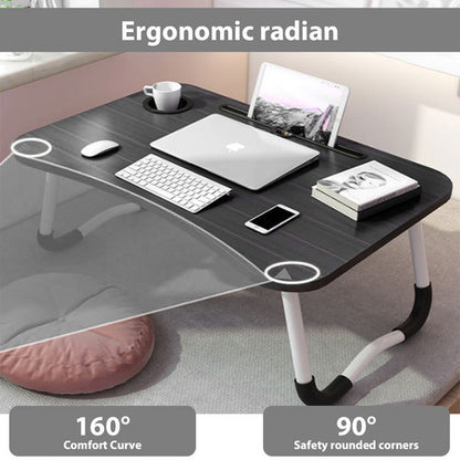 Black Laptop Stand Table Foldable Desk Computer Study Bed Adjustable Cup Slot Tray V201-QHGMMOREONE035
