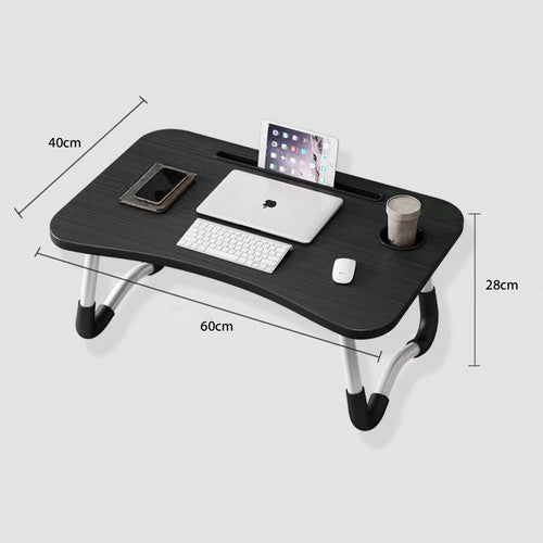 Black Laptop Stand Table Foldable Desk Computer Study Bed Adjustable Cup Slot Tray V201-QHGMMOREONE035