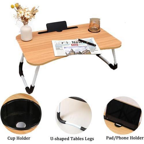 Wood Laptop Stand Table Foldable Desk Computer Study Bed Adjustable Cup Slot Tray V201-QHGMMOREONE036