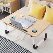 Light Wood Laptop Stand Table Foldable Desk Computer Study Bed Adjustable Cup Slot Tray