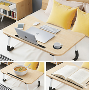 Light Wood Laptop Stand Table Foldable Desk Computer Study Bed Adjustable Cup Slot Tray