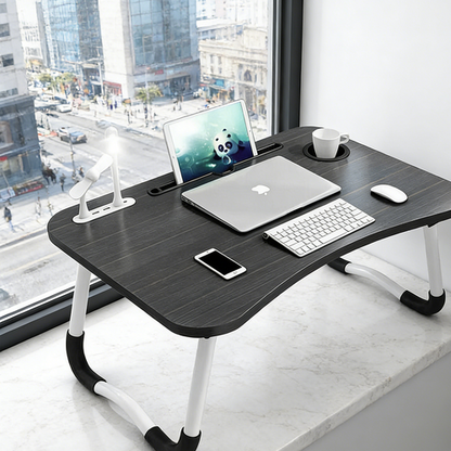 Black Laptop Stand Table Foldable Desk Computer Study Bed Adjustable Cup Slot Tray/linght and Fan V201-QHGMMOREONE038
