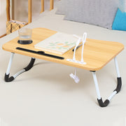 Wood Laptop Stand Table Foldable Desk Computer Study Bed Adjustable Cup Slot Tray/linght and Fan