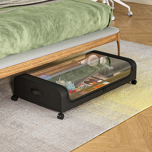 Black Square Under-Bed Storage Rack with Wheels Sturdy Easy to Move for Bedroom AU V201-QHGMMOREONE043