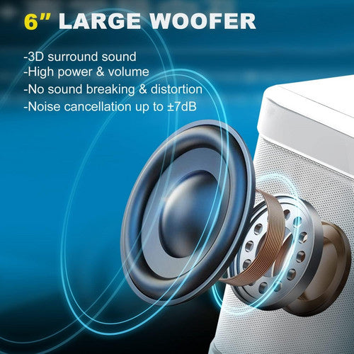 Sliver Karaoke Machine with 2 Wireless Microphones Bluetooth-Compatible 5.0 for Parties V201-QHGMMOREONE048